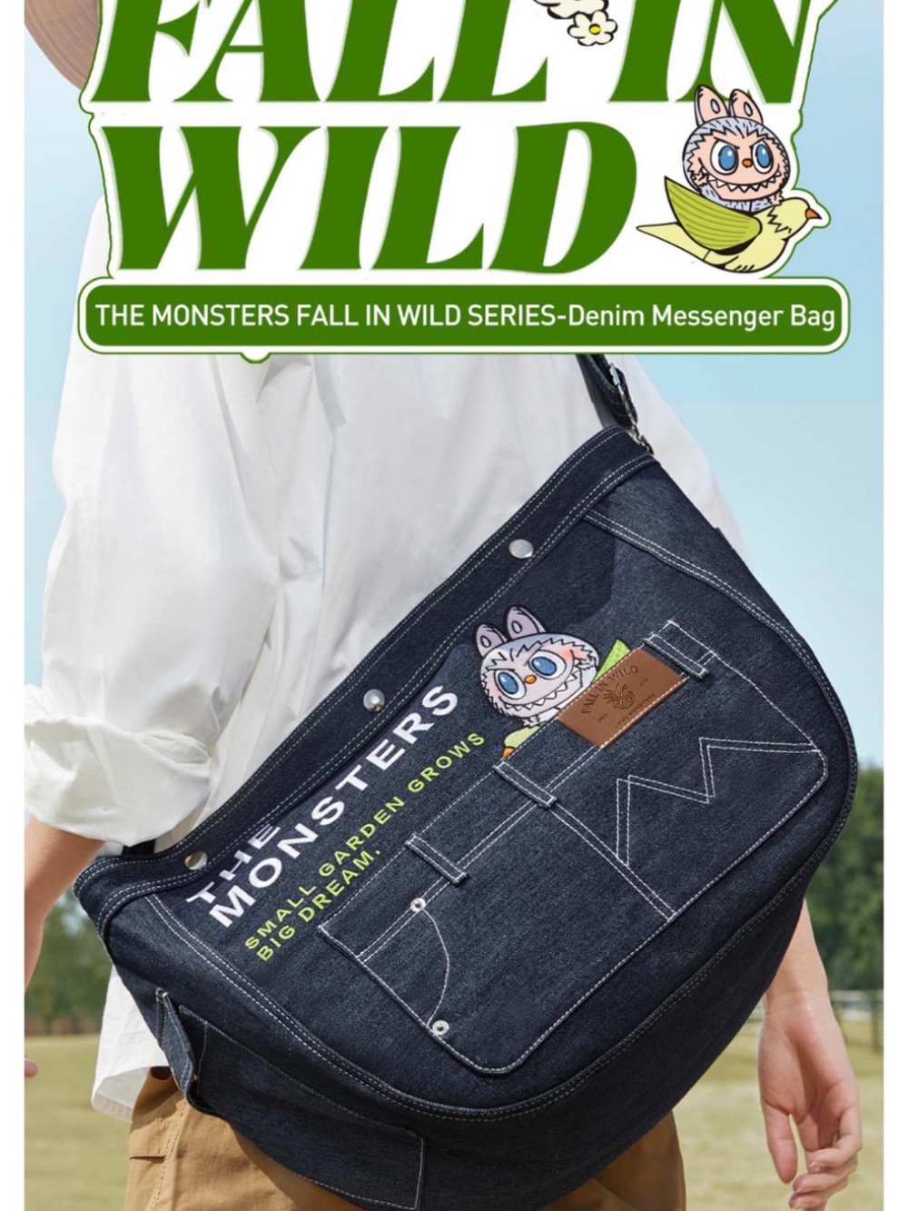 THE MONSTERS FALL IN WILD SERIES-Denim Messenger Bag
